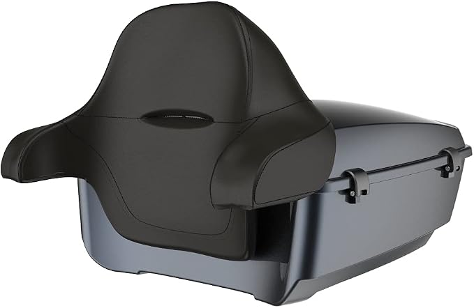 Advanblack Road Glide Tour Trunk Pack Black Tempest King Tour Trunk Pack Luggage +Wrap-Around Backrest Pad for '97-'25 Harley Touring Road King Street Glide Electra Glide CVO models