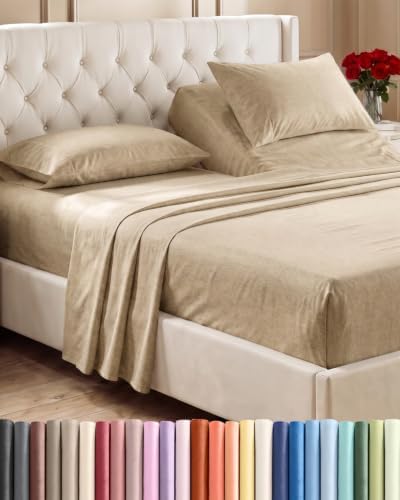 Flex Top Split Head King 4 Piece Sheet Set - Soft & Cooling - Heathered Tan