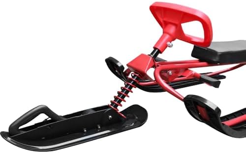 TOPINCN Snow Racer Sled, HDPE Material, Steering Wheel and Twin Brakes, for Kids and Teens, Size 47.2 X 19.7 X 15 in
