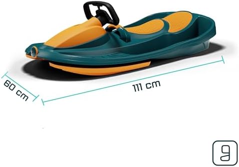 Snow Sled for Kids, Adults - Toboggan Sled, Easy Turning Steering Wheel, Anti-Slip Seat, Pull Up Brake, Durable Plastic Sled, Lightweight, Snow Sleds, Age 3+ 260 lbs