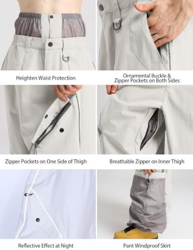 GSOU SNOW Mens Womens Baggy Ski Pants Snowboard Pants