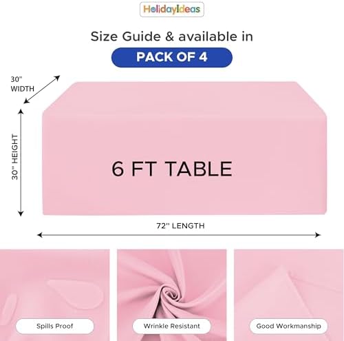 HolidayIdeas 4-Pack 6ft Pink Rectangle Craft Shows Fitted Tablecloth