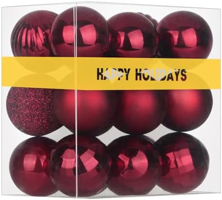 Maroon 3.2" Large Christmas Balls - Christmas Tree Decoration Ornaments Shatterproof Hanging Balls for Birthday Halloween Holiday Wedding Decorations Set of 18pcs