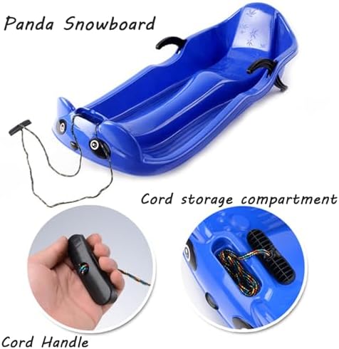 Snow Sled for Kids, Two-Person Thickened Sledges with 2 Handles, Frost-Resistant Wear-Resistant Sled with Pull Ropes