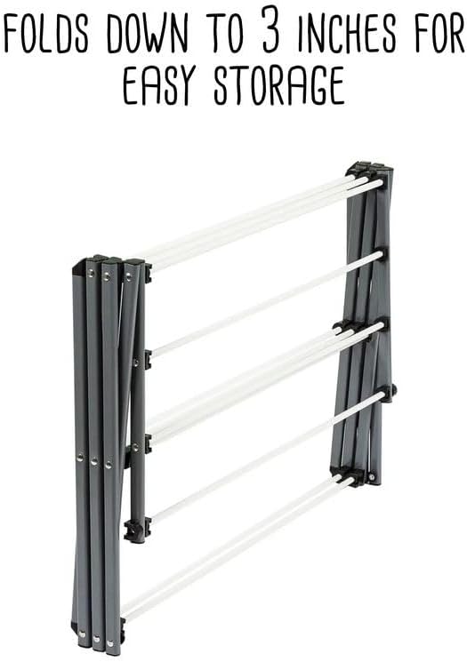 Honey-Can-Do 6-Tier Collapsible Steel Clothes Drying Rack, 24 ft, White | 6-tier steel rack with 24 ft of drying space folds flat to 3 in. Coated bars are gentle on delicates; 50 lb capacity.