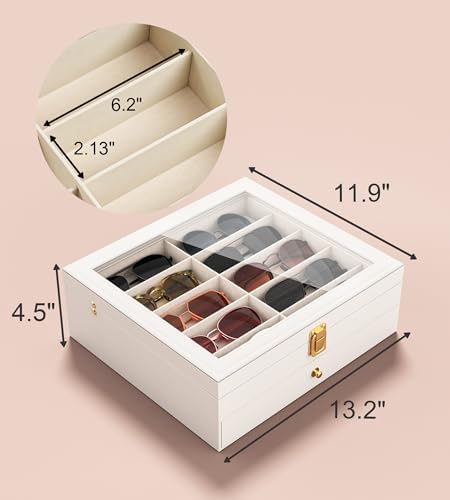 NEWLOOP 20 Slots Sunglass Organizer for Women Men Sunglasses Storage Box for Multiple Pairs of Eyeglass Holder Display Case