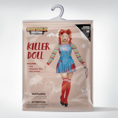 Spooktacular Creations Halloween Killer Doll Costume Women, Adult Creepy Doll Dress, Halloween Costume Women for Cosplay