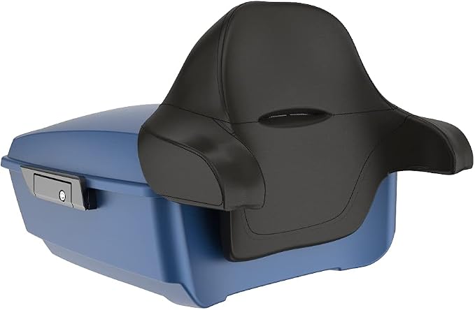 Advanblack Road Glide Tour Trunk Pack Legend Blue Denim King Tour Trunk Pack Luggage +Wrap-Around Backrest Pad for '97-'25 Harley Touring Road King Street Glide Electra Glide CVO models