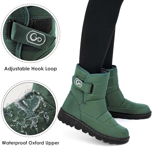 Ablanczoom Womens Winter Snow Boots with Warm Fur Lining Comfortable Booties Non Slip Waterproof Outdoor Shoes