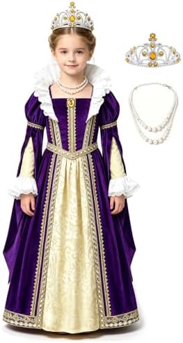 Relibeauty Queen Elizabeth Costume for Girls Dress Renaissance Medieval