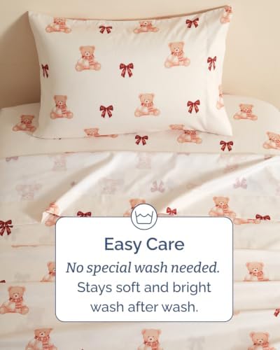 Christmas Sheet Set, Teddy Bears, Holiday Xmas Bedding Set - Twin Size