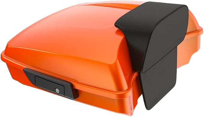 Advanblack Road Glide Tour Trunk Pack Wicked Orange Pearl Razor Tour Trunk Pack Backrest Pad for '97-'25 Harley Touring Road King Street Glide Electra Glide CVO models