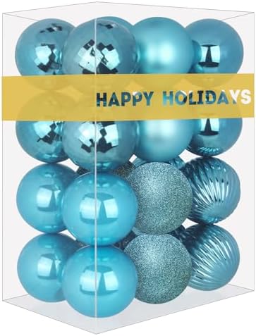 Baby Blue 2.5" Christmas Balls Christmas Tree Decoration Ornaments Shatterproof Hanging Balls for Birthday Halloween Holiday Wedding Decorations Set of 24pcs