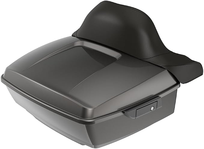 Advanblack Road Glide Tour Trunk Pack Silver Flux King Tour Trunk Pack Luggage +Wrap-Around Backrest Pad for '97-'25 Harley Touring Road King Street Glide Electra Glide CVO models