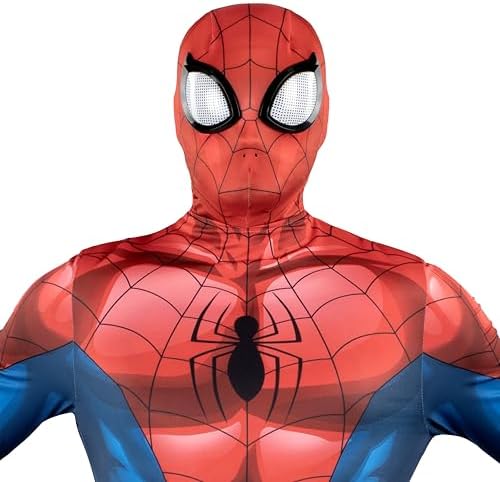MARVEL Spider-Man Official Adult Deluxe Zentai Halloween Costume - Stretch Spandex with Hidden Zippers and Wrist Slits