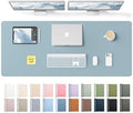 YSAGi Leather Desk Pad Protector, Office Desk Mat, Large Mouse Pad, Non-Slip PU Leather Desk Blotter, Laptop Desk Pad, Waterproof Desk Writing Pad for Office and Home (Ice Blue,55" x 17.2")