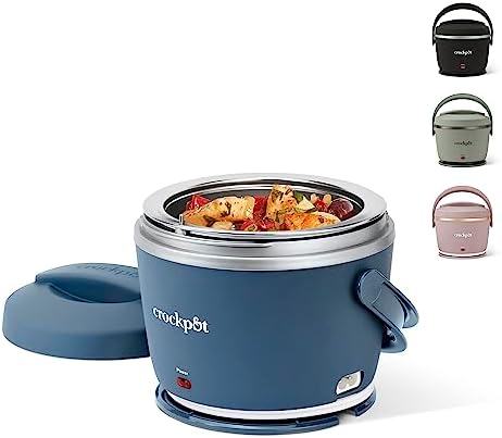 Crock-Pot 20oz Portable Electric Food Warmer, Personal Lunch Box Keeps Food Spill-Free & Warm, Ideal for Travel, Work, Car, On-the-Go, Dishwasher-Safe, Giftable, Faded Blue
