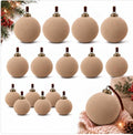 Velvet Flocked Christmas Ornaments Set – Premium Shatterproof Christmas Ball Ornaments with Brass Metal Caps, Assorted Sizes for Christmas Tree, Holiday & Seasonal Home Décor (Beige 15pcs)