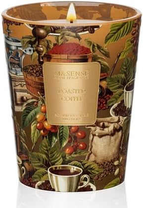 M&SENSE Roasted Coffee Soy Candle, 14.1oz, Coffee Lovers Home Fragrance
