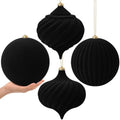 Civaner 4 Pcs Large Velvet Christmas Ball,8 Inch,Black