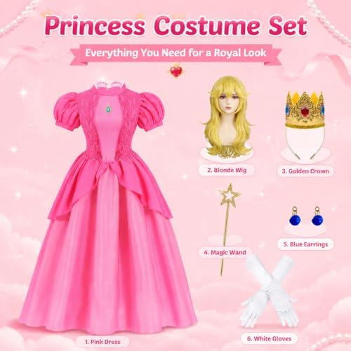 Royal Princess Costume Women Adult Halloween Dress with Accessories Set