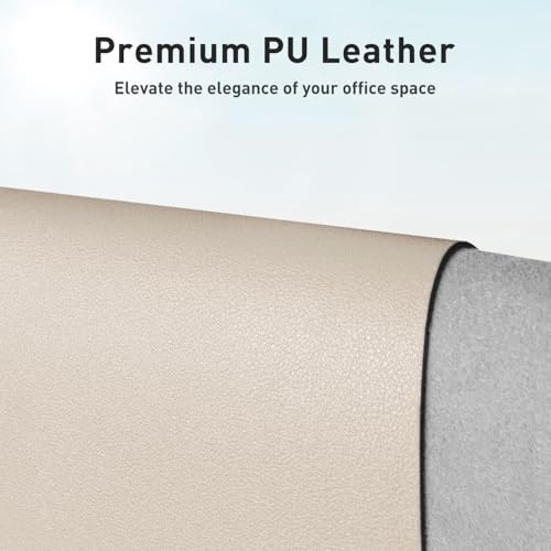 Aothia Large PU Leather Desk Pad Protector – Non-Slip Mouse Pad & Writing Mat for Office/Home, Waterproof, Easy to Clean(48" x 17", Eggshell)