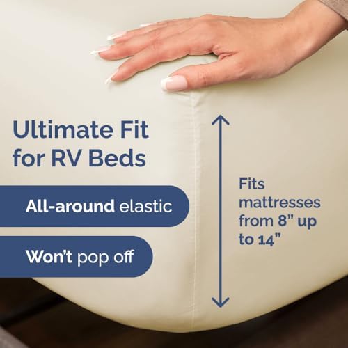 Short Queen Size 4 Piece Bed Sheet Set - RV Short Queen Sheets - Wheat