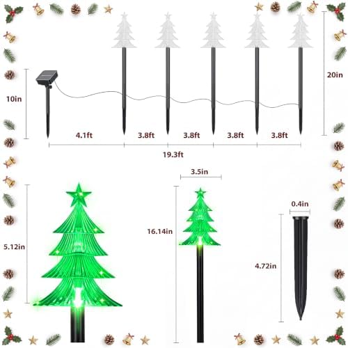 TOWPONICS Solar Tree Pathway Lights Outdoor Christmas Decorations, 5 PCS