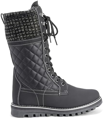 POLAR Womens Faux Fur Warm Thermal Waterproof Outdoor Walking Snow Winter Rubber Sole Calf Boots
