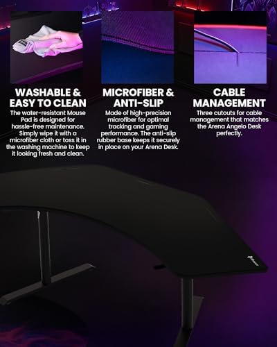 Arozzi Arena Angelo Gaming Desk Pad Pure Black