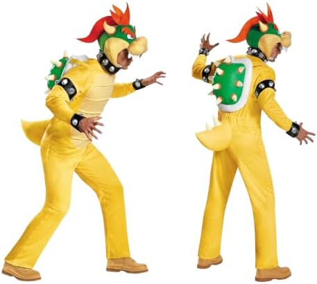 Disguise Super Mario Bros Deluxe Bowser Costume for Adults | Men's Plus Size Bowser Cosplay Outfit with Inflatable Shell