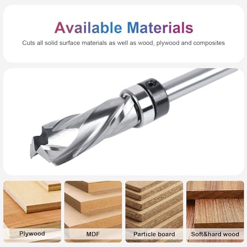 SpeTool Carbide Compression Top Bearing Flush Trim Router Bit 1/4" Shank 1/2" Cutting Diameter Extra Long Spiral Pattern Template Router Bit for Woodworking Edge Trimming