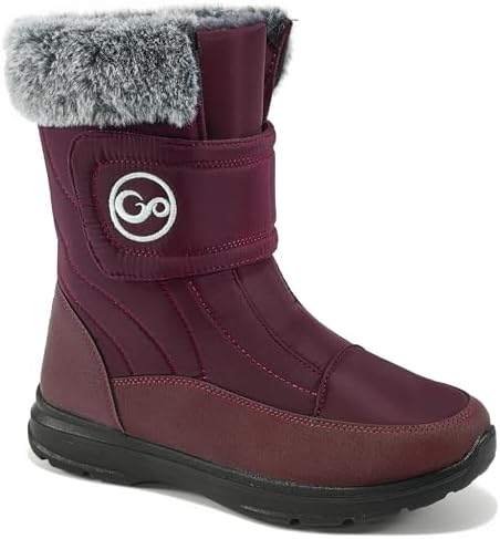 Almusen Snow Boots for Womens Winter Shoes: Warm Fur Lining Mid Calf Boots Women Anti Slip Waterproof Hook Loop Comfortable Outdoor Boot