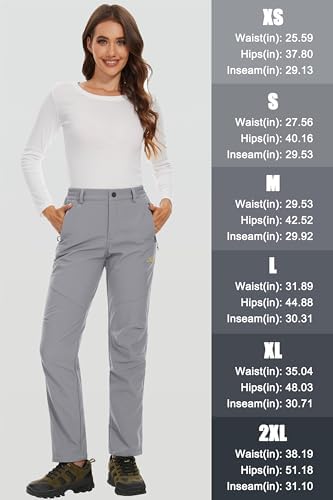 MAGCOMSEN Women's Fleece Lined Waterproof Insulated Snow Ski Pants Winter Warm Hiking Pants Outdoor Softshell