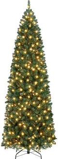 GarveeHome 9 ft Pencil Christmas Tree,Artificial Pre-Lit Christmas Tree,Realistic Xmas Tree Artificial Holiday Decoration for Indoor and Outdoor Use