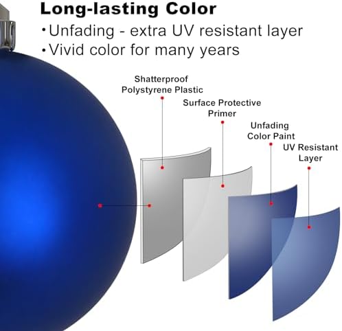 Royal Blue 4.0" Large Christmas Balls - Christmas Tree Decoration Ornaments Shatterproof Hanging Balls for Birthday Halloween Holiday Wedding Decorations Set of 4pcs