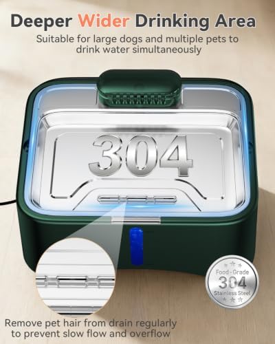UPSKY 11L Elevated No-Spill Dog Water Fountain with 4 Adjustable Heights