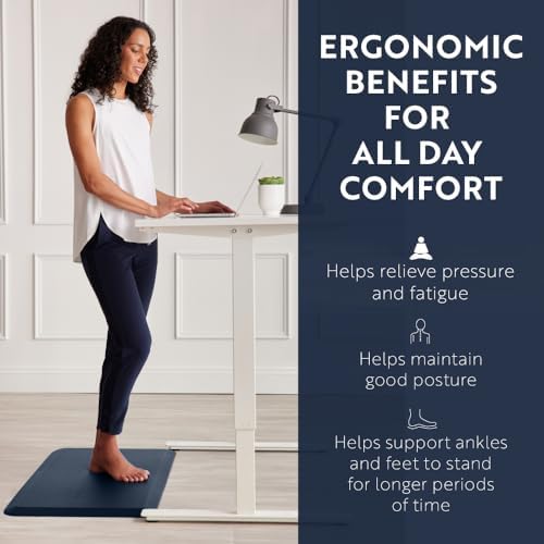 KANGAROO Anti Fatigue Mats for Kitchen Floor, 70x24 Runner, 3/4 Inch Cushioned Ergonomic Mat, Reduce Foot Pressure, Waterproof Comfort Rug for Under Sink, Office Standing Desk, Store Floors, Dark Blue