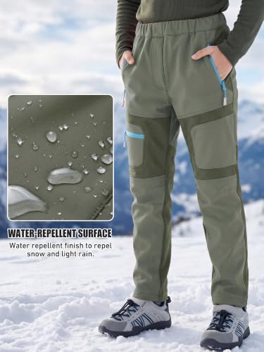 Boys Snow Pants Waterproof Fleece Lined Winter Ski Pants for Kids