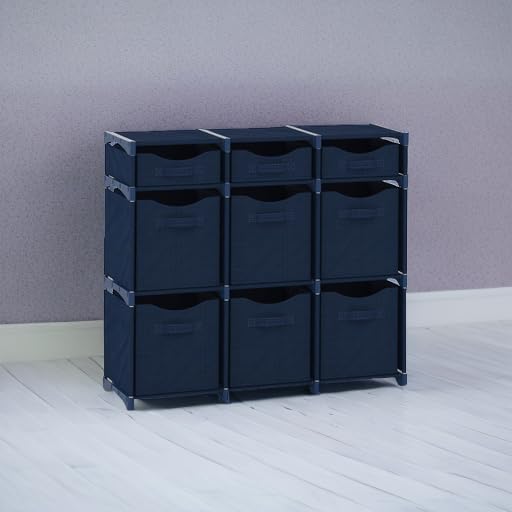 Cube Storage Organizer with 9 Storage Bins Included – Storage Cubes for Home Organization, Toy Storage, Office Storage, Living Room Storage, and General Storage Solution (Navy)