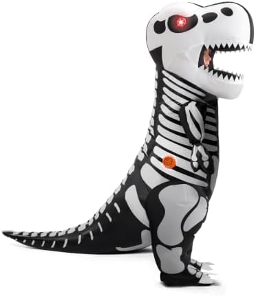 Spooktacular Creations Kids Skeleton Dinosaur Inflatable Costume, LED Light Eyes Full Body Skeleton T.rex Blow Up Costume