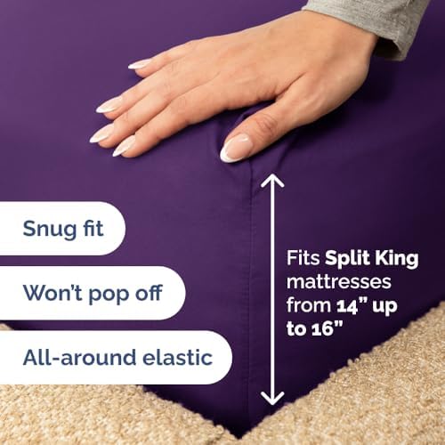 Flex Top Split Head King 4 Piece Sheet Set - Ultra-Soft & Cooling - Purple