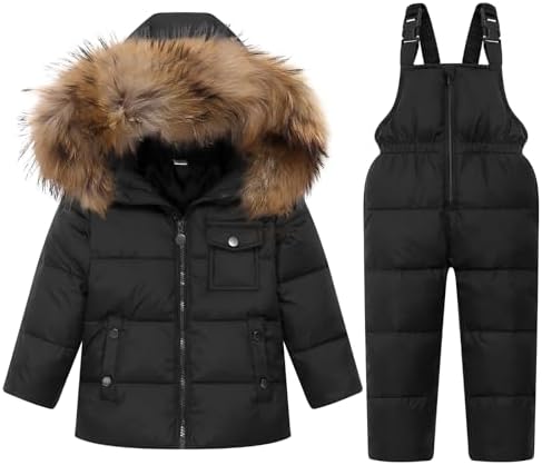 JiAmy Kids 2-Piece Snowsuit Puffer Jacket and Snow Pants
