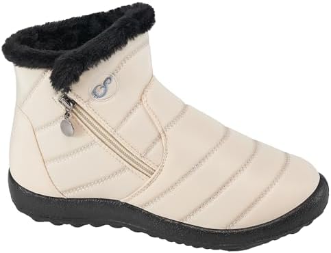 Alicegana Snow Boots for Women Winter: Warm Fur Lined Ankle Booties Comfortable Waterproof Slip On Lightweight Womens Boots