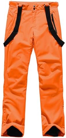 Men's Insulated Snow Pants Waterproof Ski Pant for Winter Hiking Bottom Leg Zipper Outdoor Pants Zipper Pockets