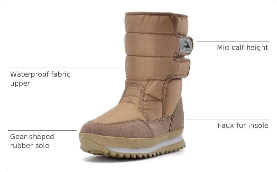 DADAWEN Women's Waterproof Frosty Snow Boot