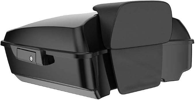 Advanblack Road Glide Tour Trunk Pack Black Tempest Chopped Tour Trunk Pack Backrest Pad for '97-'25 Harley Touring Road King Street Glide Electra Glide CVO models