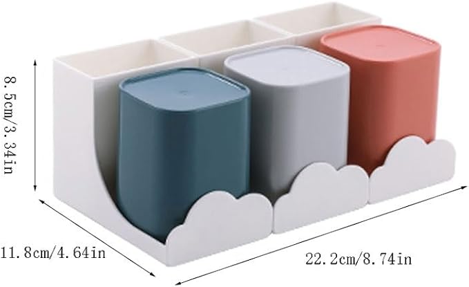 Toothbrush Rack White Toothbrush Holder, Three Or Four-person Toothpaste Holder, Multi-storage Space Storage Rack with Colorful Cups Bathroom Toothbrush Holder(S22.2)