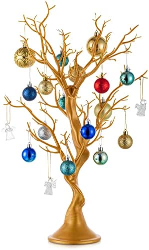 NUPTIO Gold Christmas Tree, 22.8 Inch Artificial Display Branch for Wedding