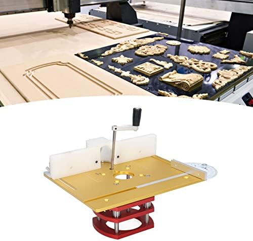 Router, Router Table System Router Plate Insert Router Table Plate Insert, Router Kit Manual Lifting Router System Kit with 2 Dust Collection Ports (Gold)